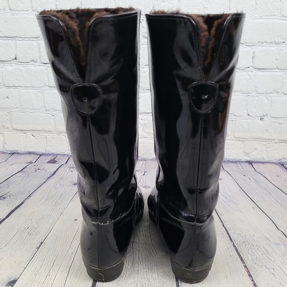 PERTTI PALMROTH | pull-on faux fur lined patent mid calf boots - Picture 7 of 11